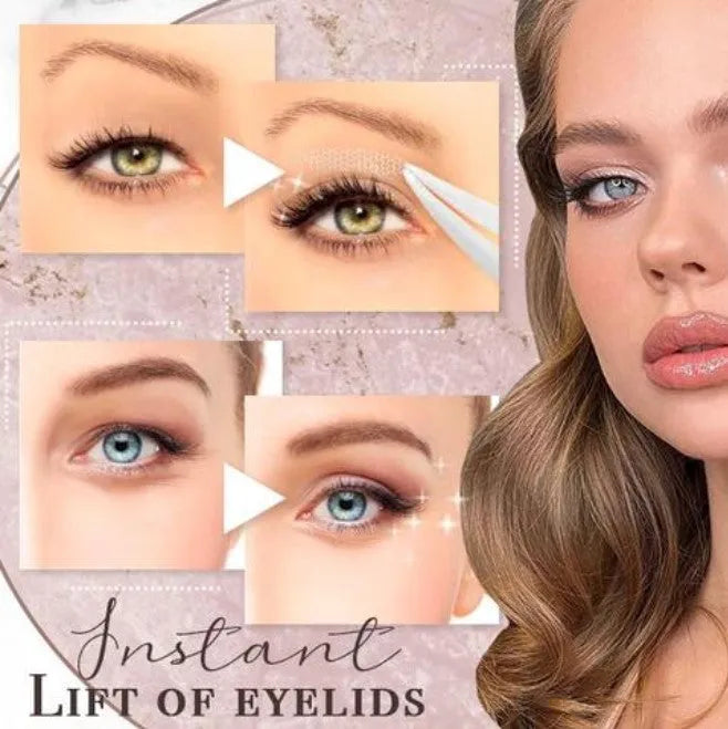 Box of no glue eyelid stickers in three colour classifications L, M, and S made from non-woven fabric
