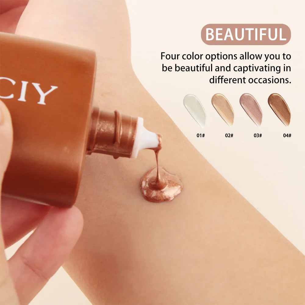 Face and body highlight contour liquid cream in 30ml packaging with four colour options