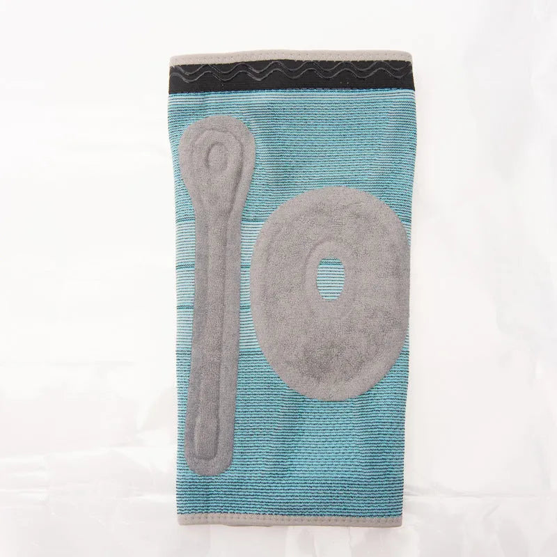Sky blue elastic fibre knee pads with silicone for basketball and running protection