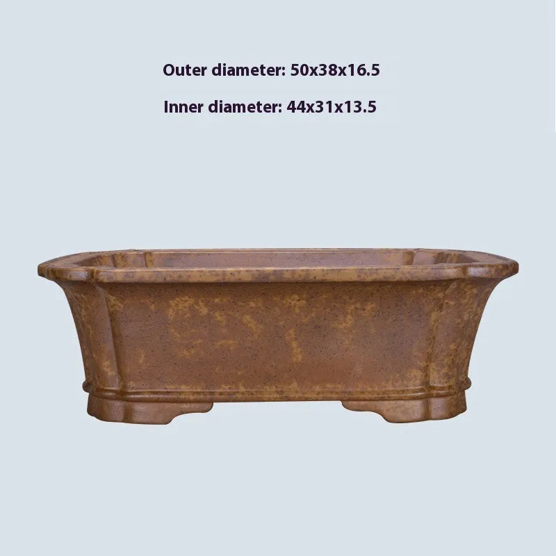 Purple sand rectangular segmented flowerpot with hand-changed design and double pumping angle.