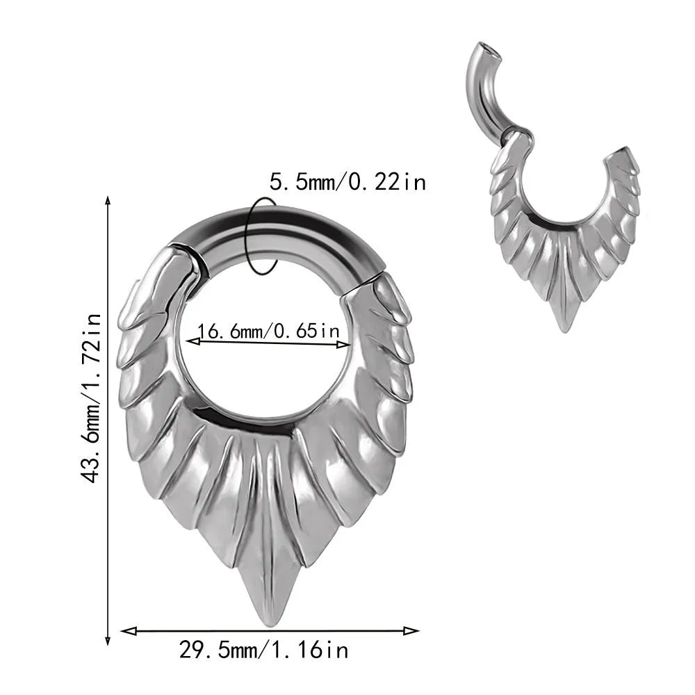 Stainless steel drop-shaped auricle ear extender with hanging egg design for stretched earlobes