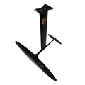Black carbon fibre racing hydrofoil surfboard with 1051mm front wing