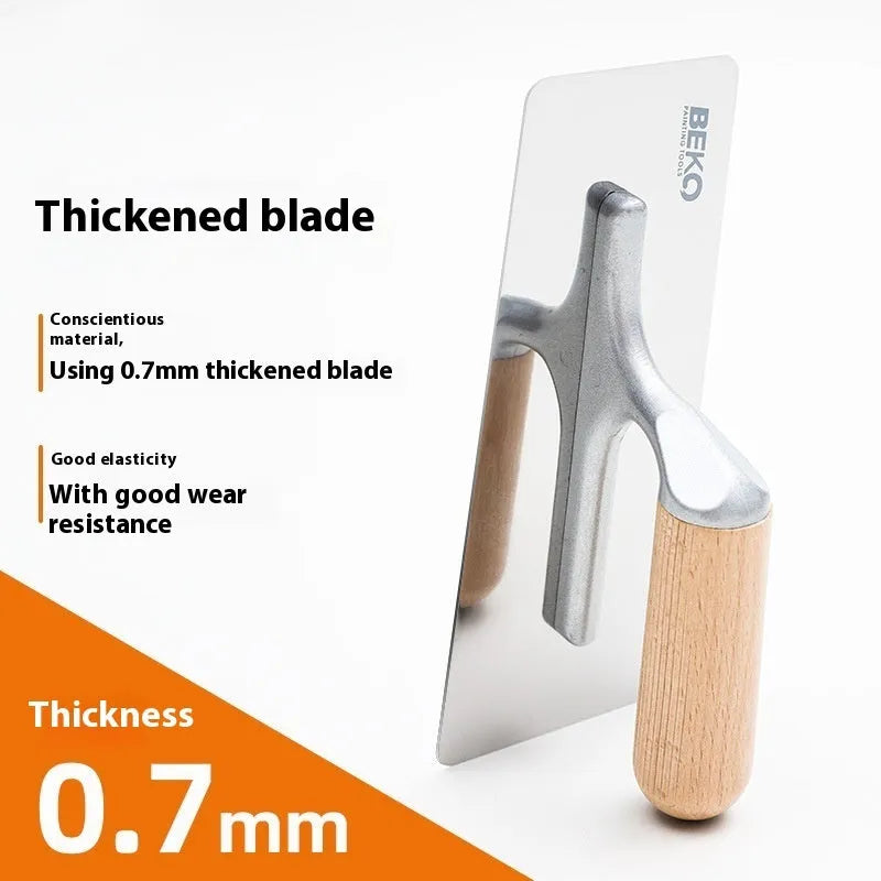 Stainless steel blade putty scraper with wooden handle in three size options