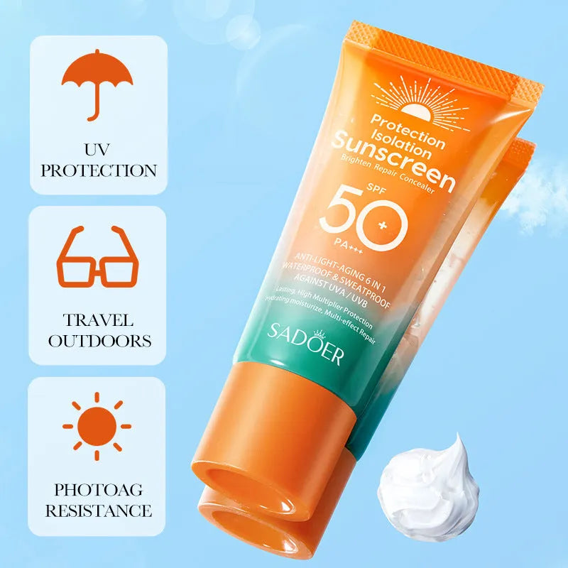 Double tube packaging of 50g multi-effect repair isolation sunscreen and makeup primer