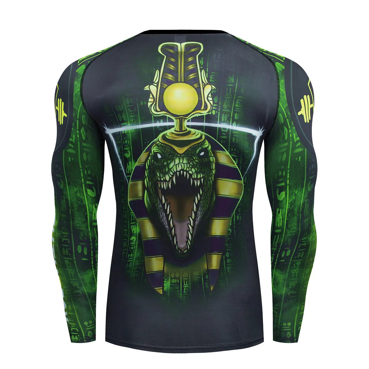Men's slim-fit stretch sports suit set in ZF016 print design, includes long-sleeve top and trousers.