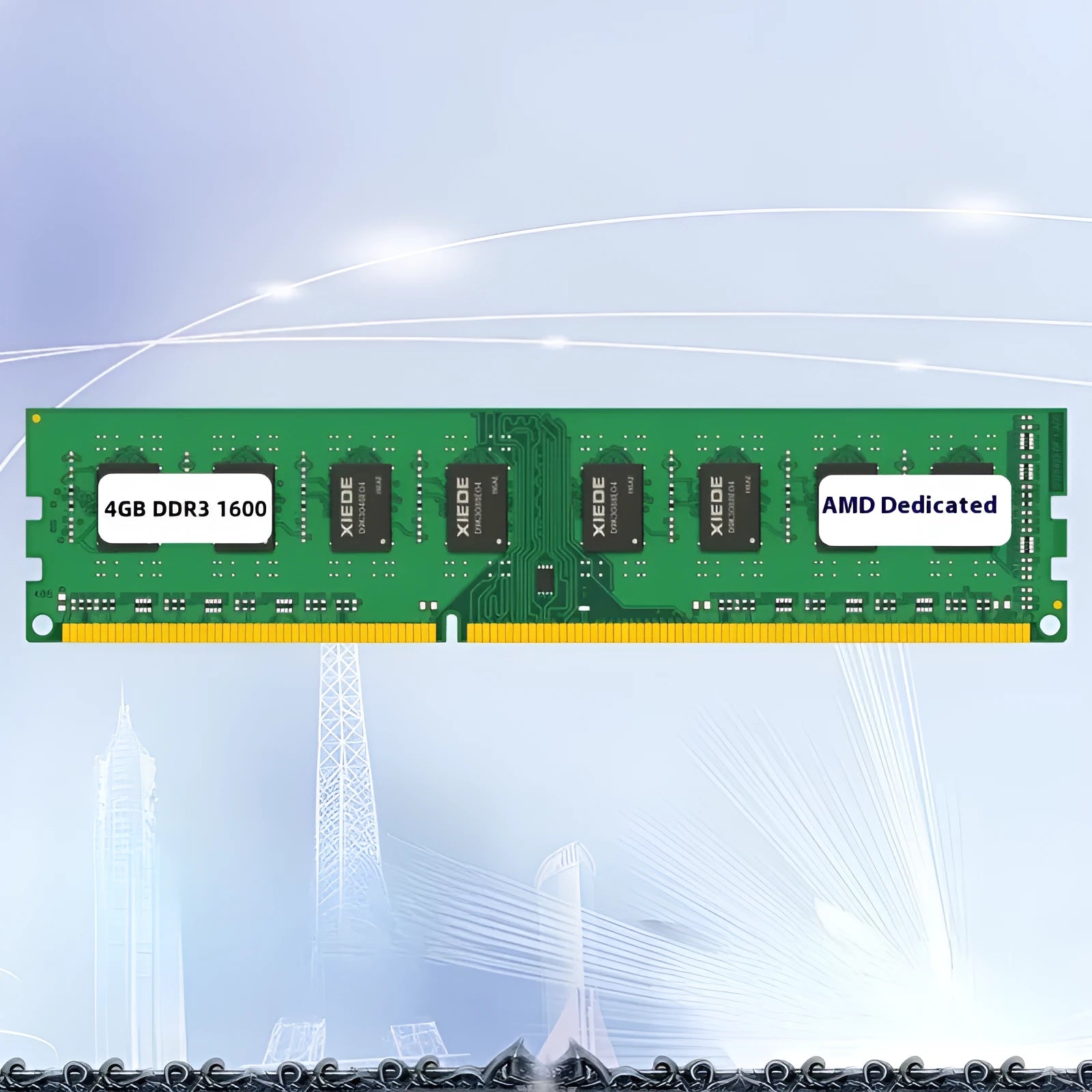 Single 4GB DDR3 1600MHz desktop computer memory module on a white background