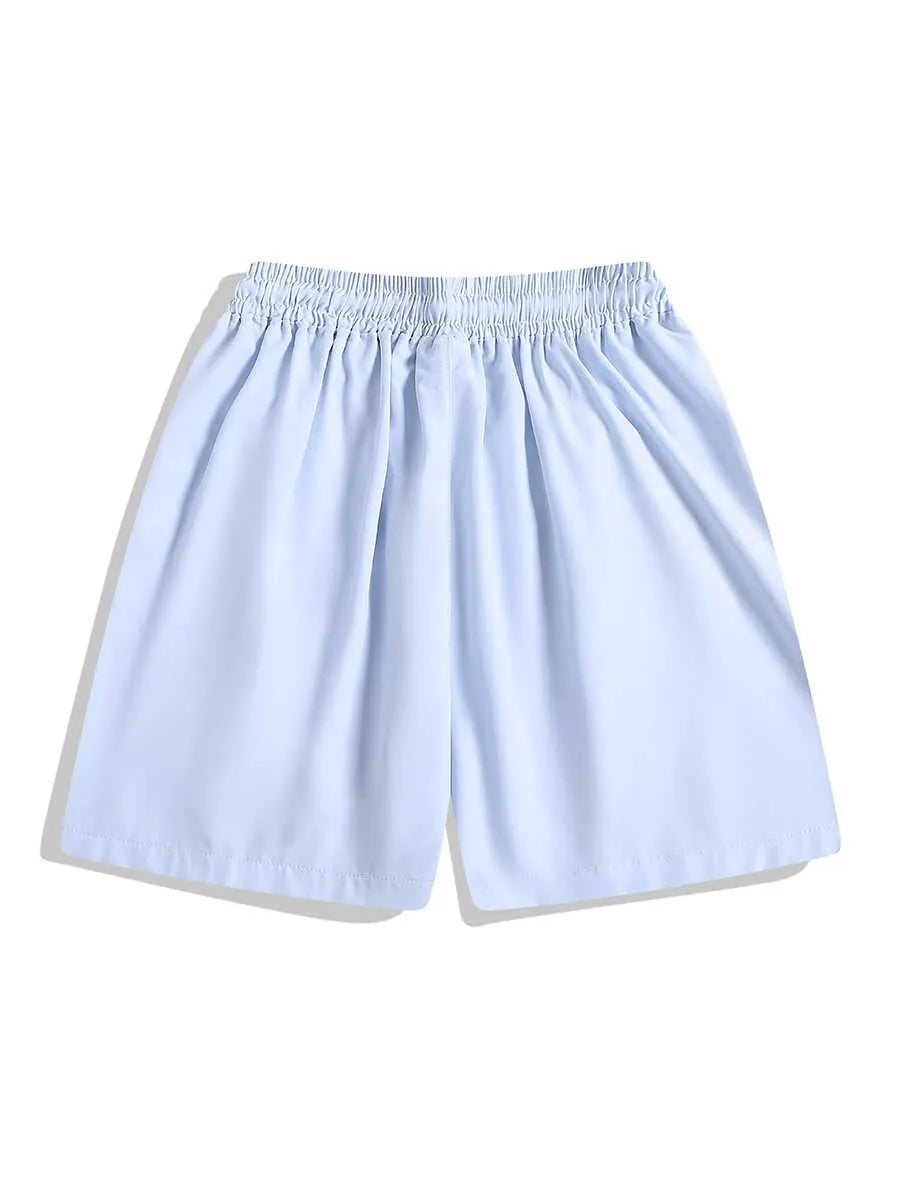 Men's quick-drying black sports shorts with loose straight-leg design and elastic waist for training