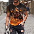 Men's grey t-shirt with a fierce 3D lion graphic print on the front