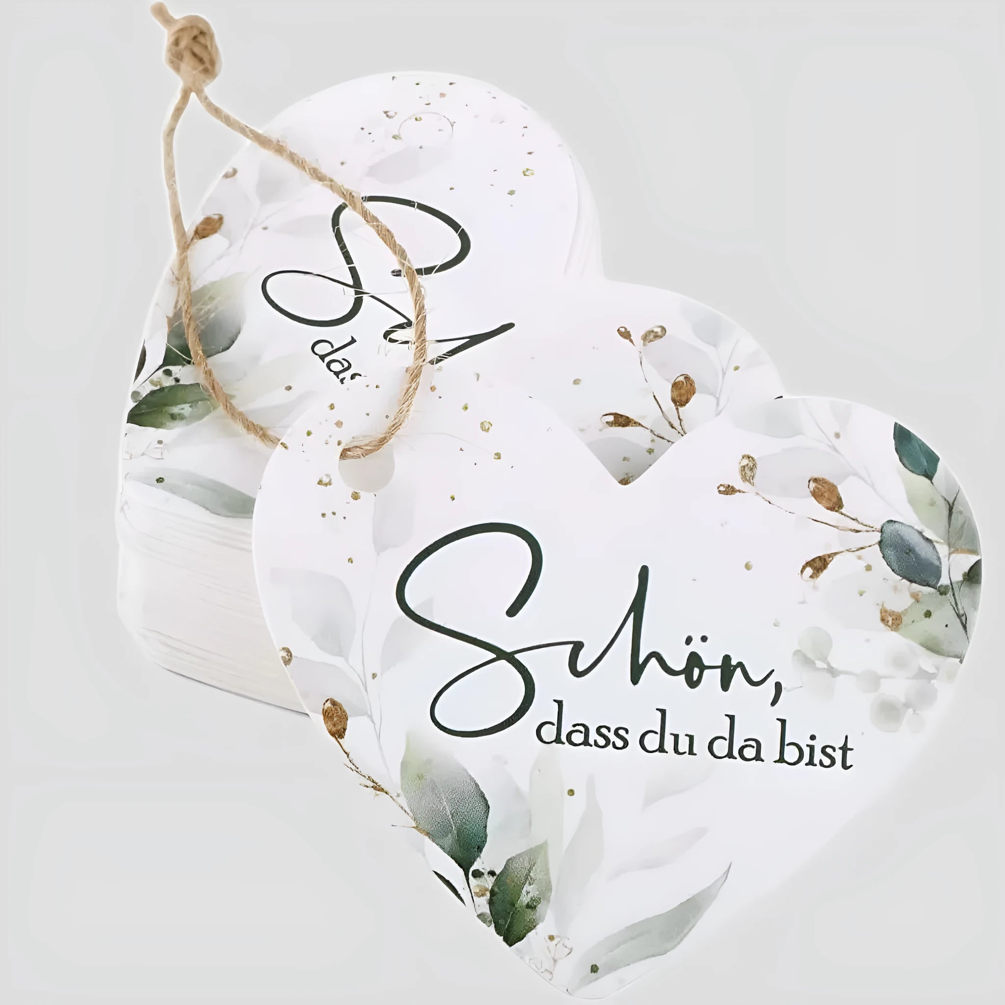 50 flower heart-shaped paper gift tags in two colour styles for present labelling