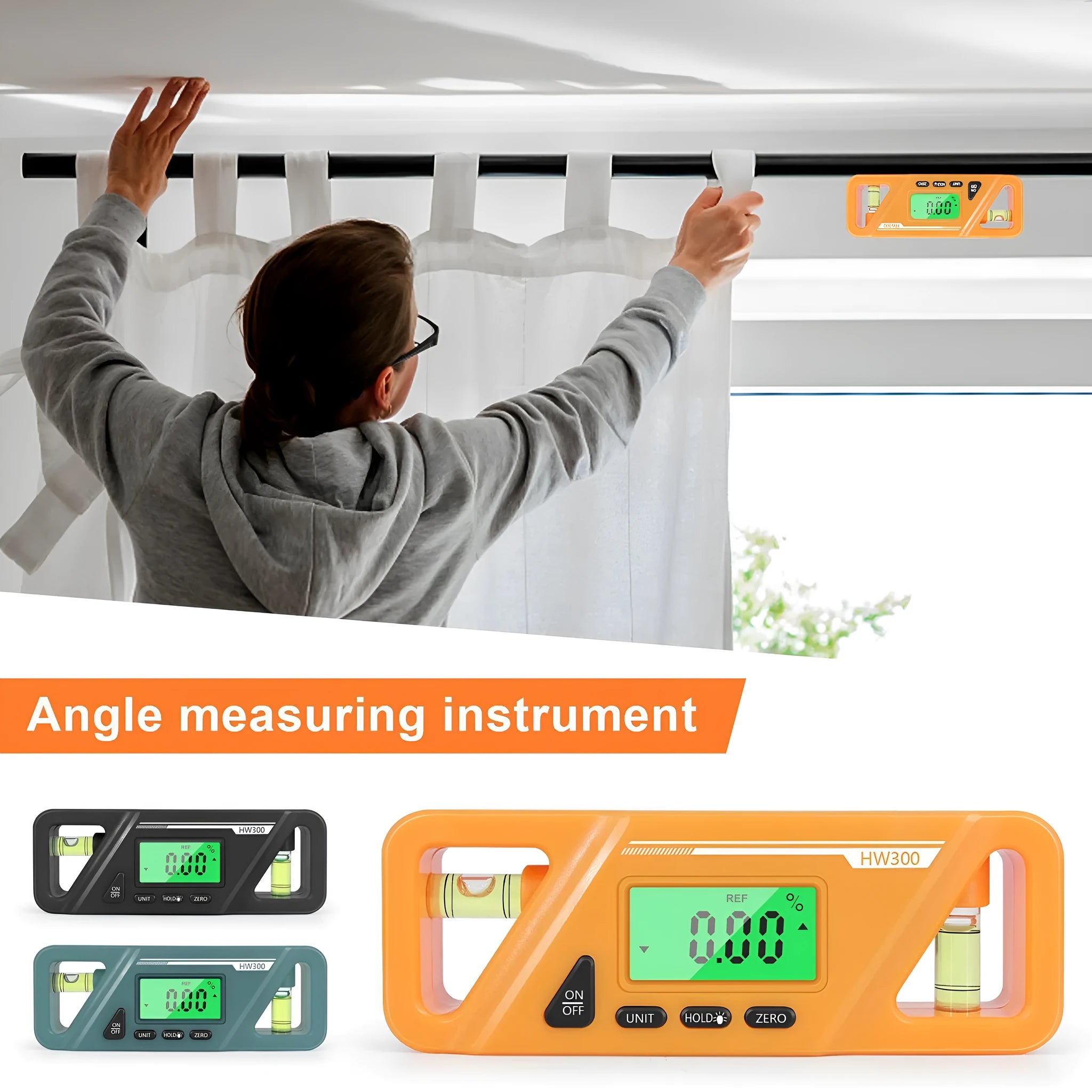 Digital magnetic inclinometer level meter showing angle display on a metal surface.