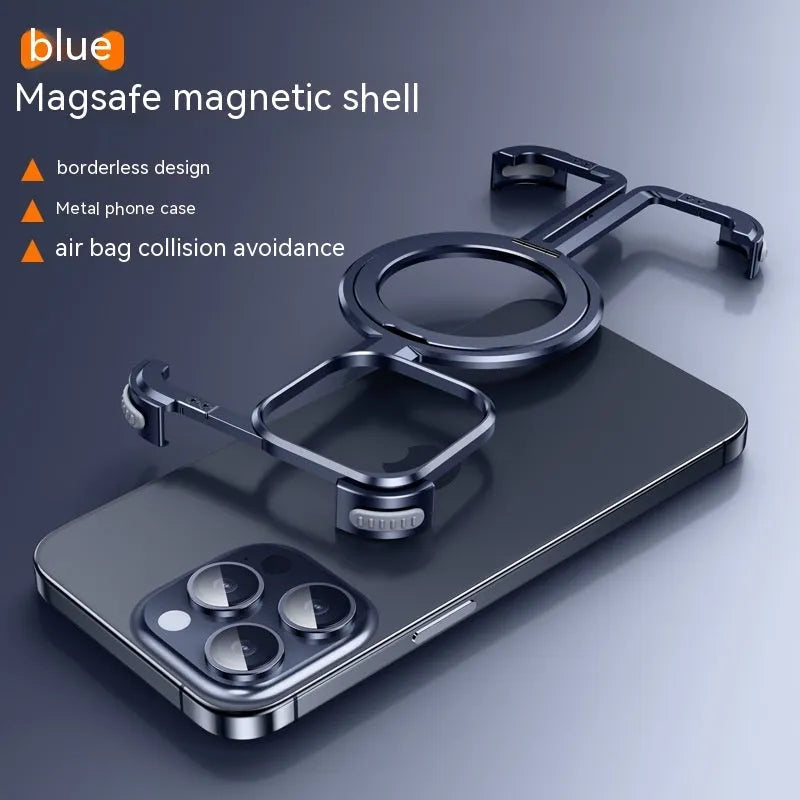 Metal airbag phone case for Apple iPhone in black with kickstand and aerospace-grade aluminium finish