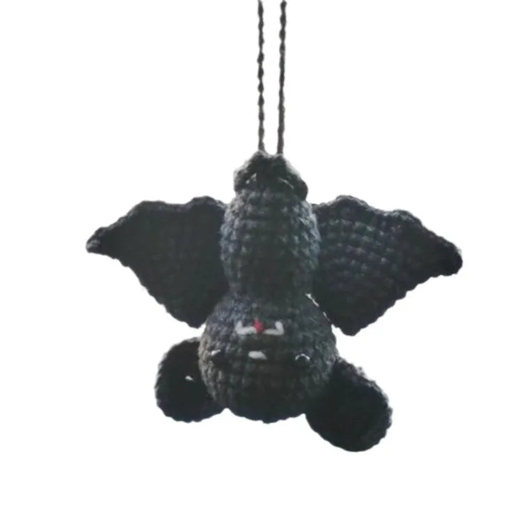 Hand-woven polyester car hanging ornament with cartoon character designs for rear-view mirror decoration