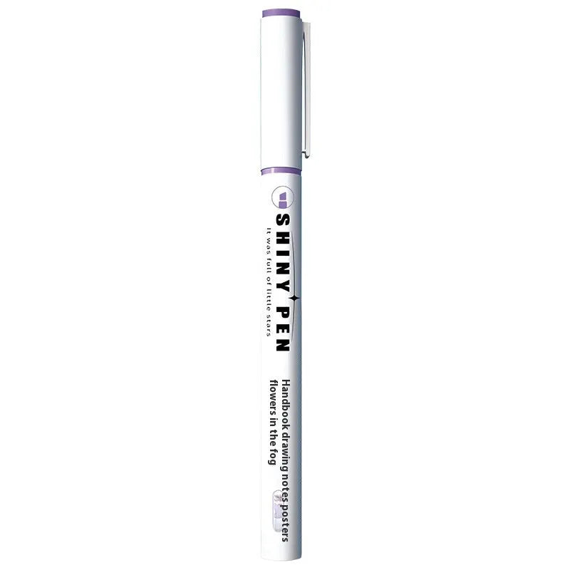 Set of four glitter highlighter pens with slanted tips in six colours including taro puff and mung bean smoothie.