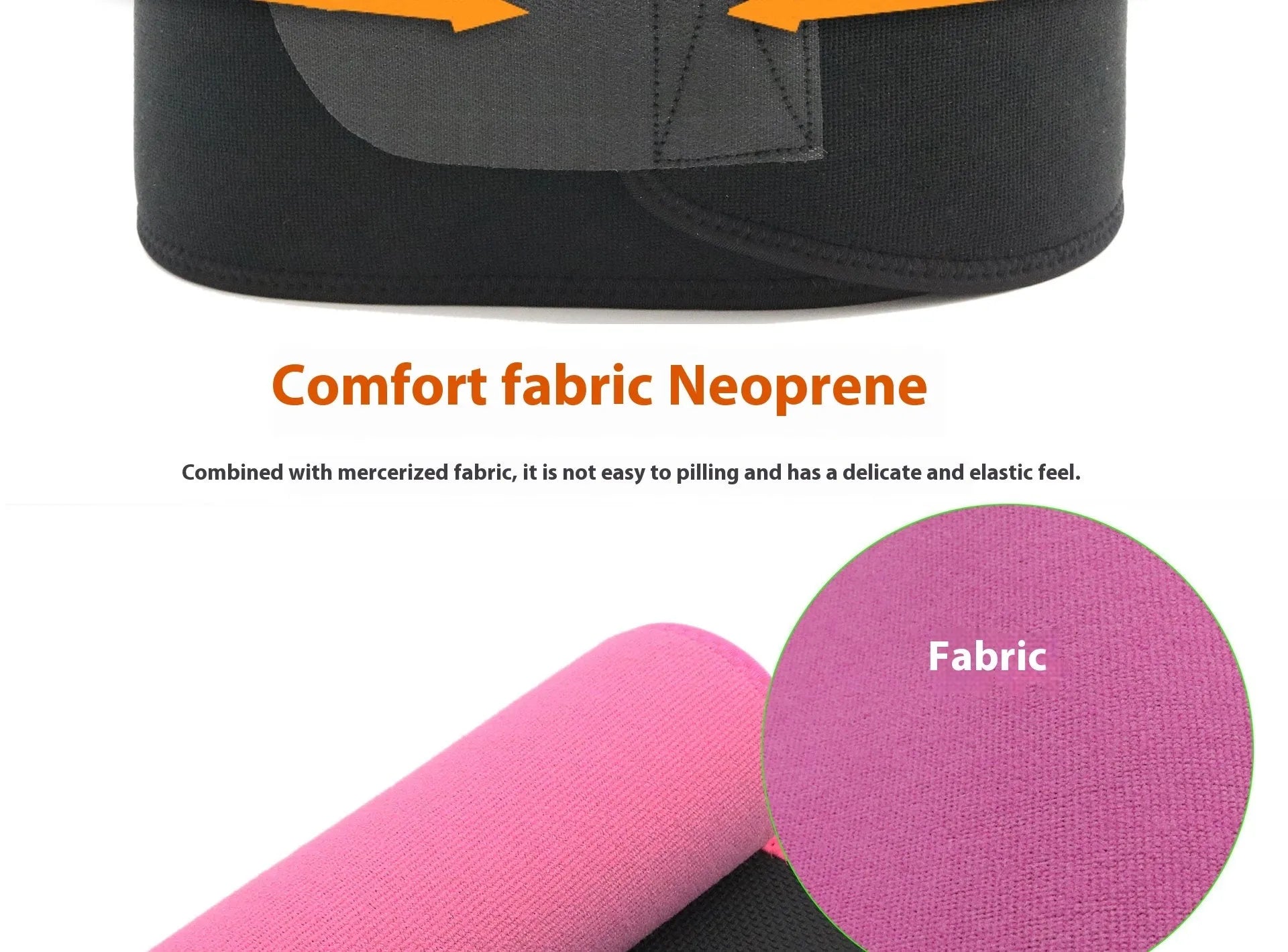 Neoprene lumbar support belt in black colour with adjustable closure for fitness and sport activities