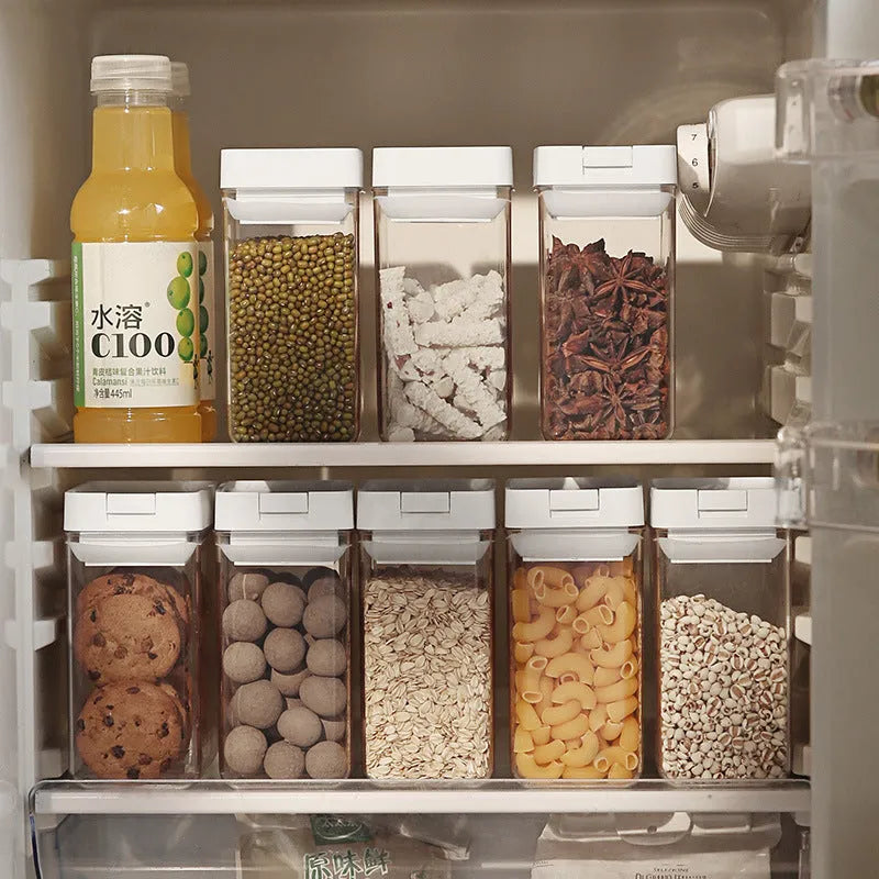 White Japanese-style transparent plastic storage tank for whole grains showing 400ml capacity