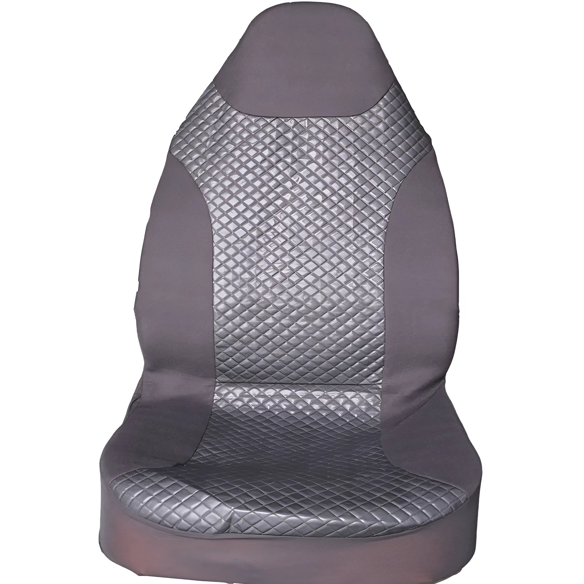 Black quilted automotive seat cover with PU polyester fabric and plastic hooks for universal car seat protection