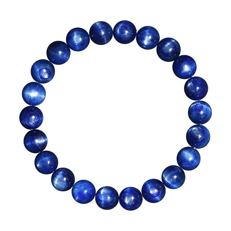 Natural blue crystal bracelet with geometry shape and Ruyi elements in polished finish
