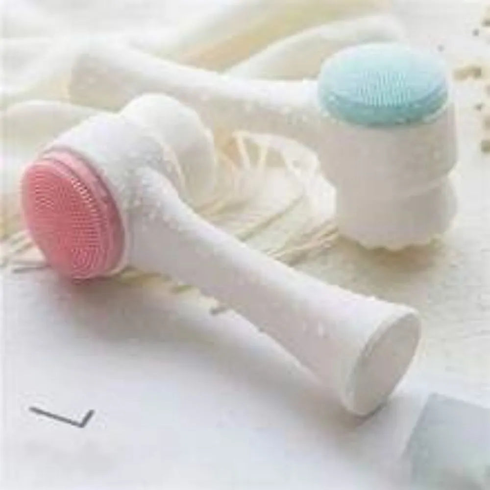 Blue nylon pet paw brush for dog and cat grooming with soft bristles