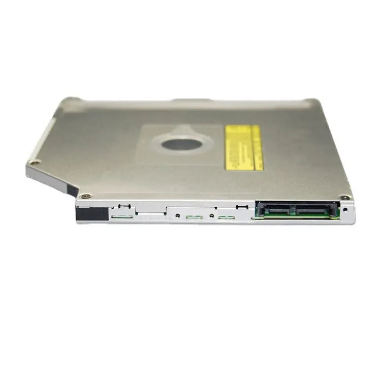 Silver internal SATA optical drive model UJ8A8 for MacBook Pro 13 laptop, showing dimensions.