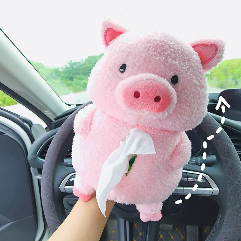 Plush cartoon lamb design car tissue box cover for vehicle or home decoration