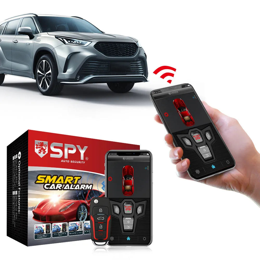 Red and black one-way remote control car alarm system with two remotes for 3000 metre vehicle security.