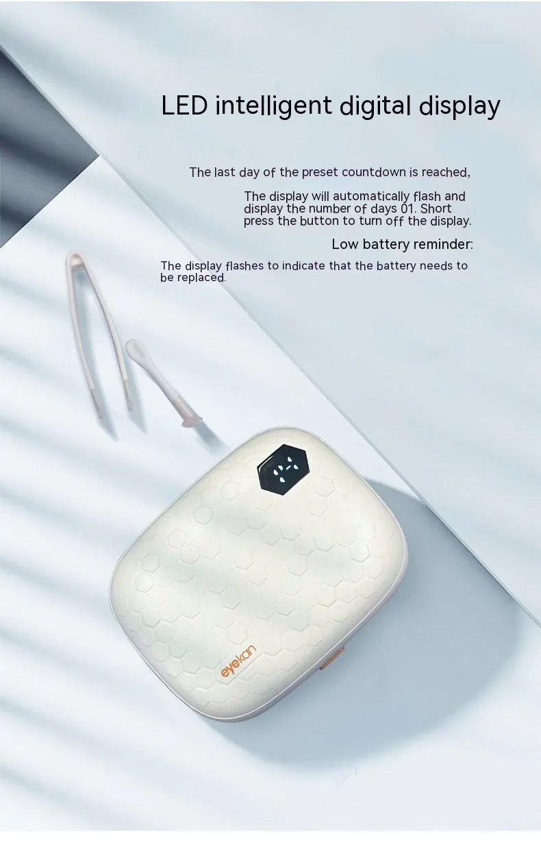 Automatic ultrasonic cleaning machine for invisible glasses in Pearl White measuring 85x65x30mm