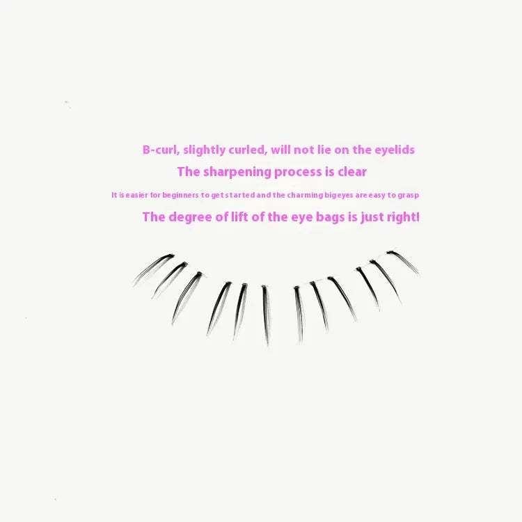 Kitten's paw lower false eyelashes with segmented sheer root and natural long pointed tail style