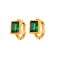 Square geometric zircon stainless steel earrings in white, black or green colour options