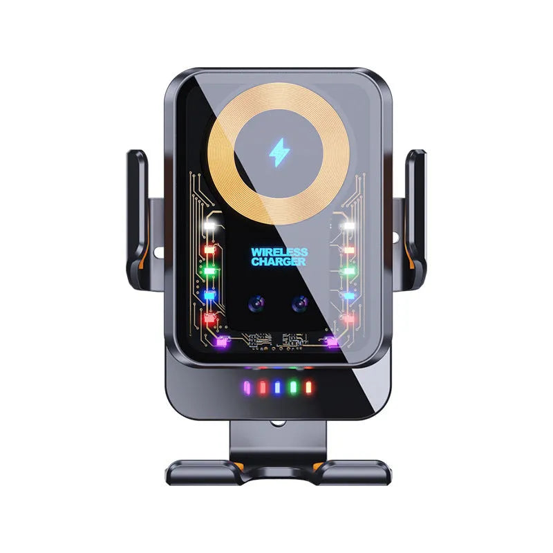 Black car wireless charging stand with gravity holder for dashboard windscreen vent use