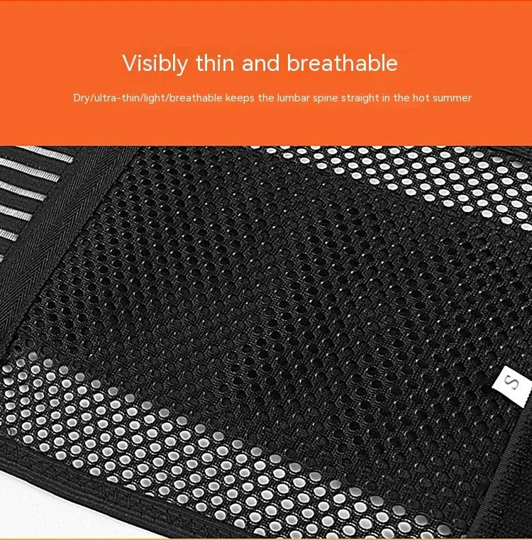 Black sports waist support with steel plate lumbar reinforcement for adult fitness activities