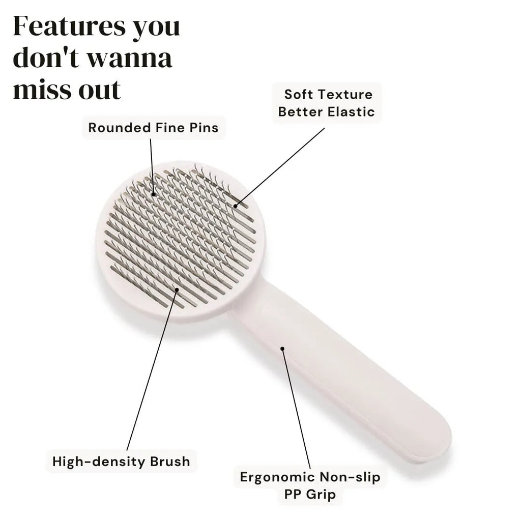 Blue self-cleaning slicker brush for dog and cat grooming on a white background