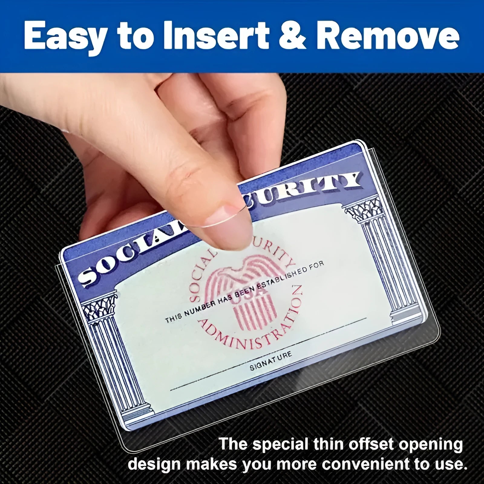 Transparent waterproof PVC ID card holder for social security and student bus passes.