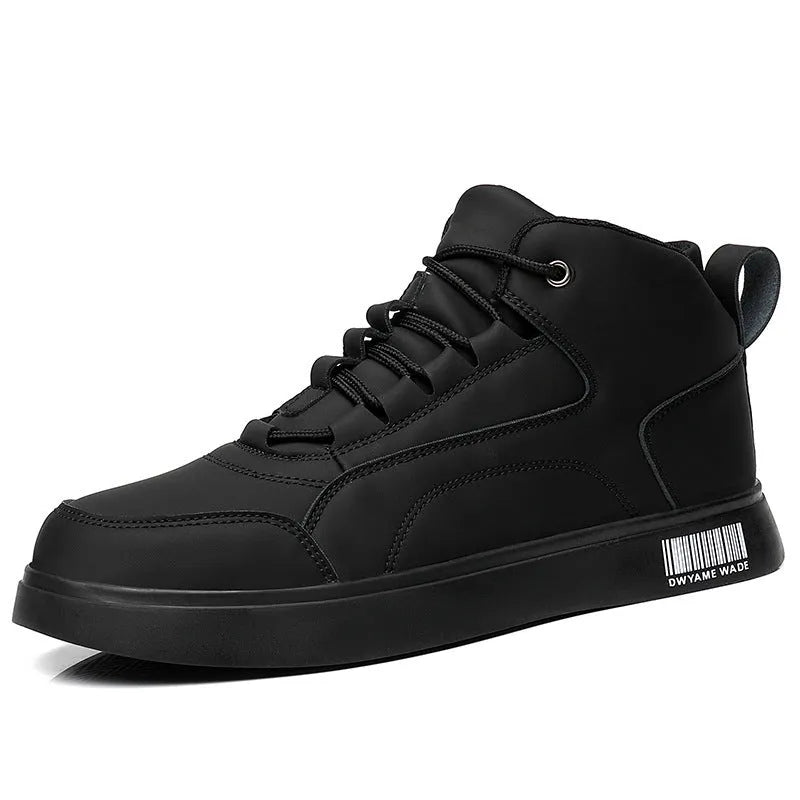 Men's white mid-top casual sports shoes with lace-up front and rubber sole.