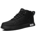Men's white mid-top casual sports shoes with lace-up front and rubber sole.