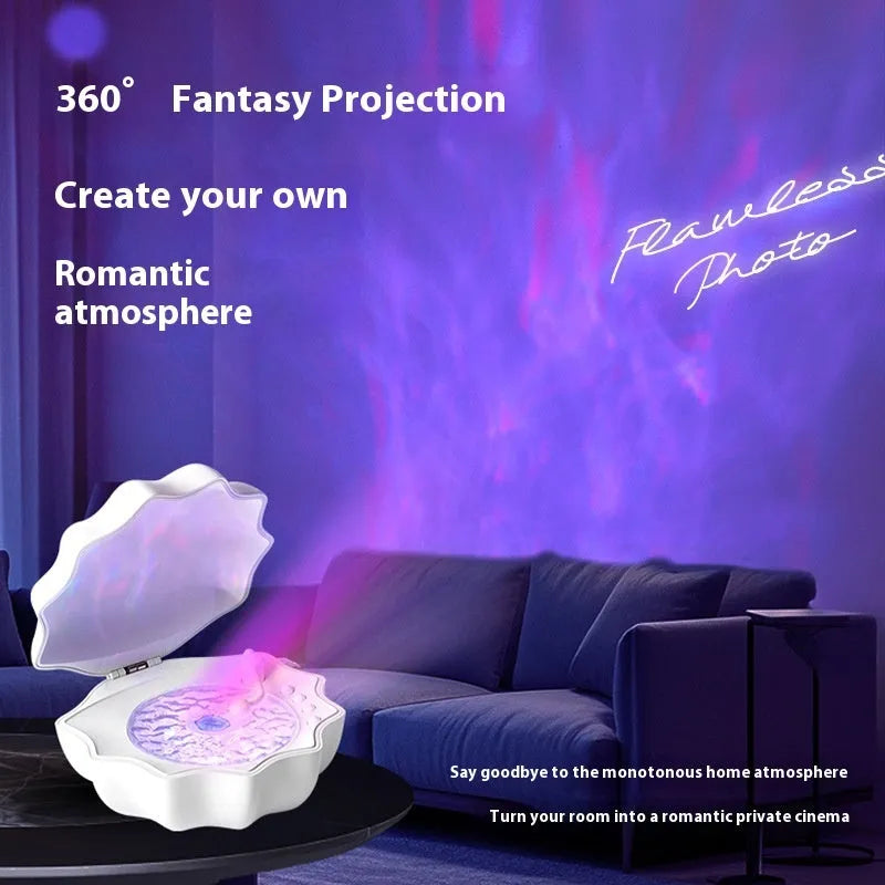 Wireless Bluetooth mini shell light stereo speaker in three colours Aurora Purple Jelly Sea Star Moon White with Wave light
