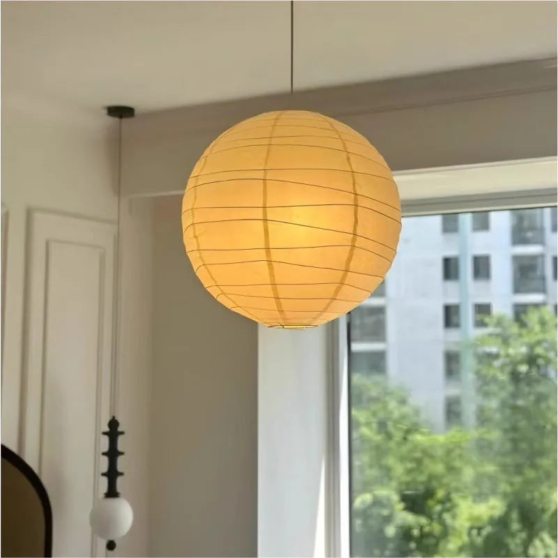 Japanese style rice paper chandelier in 30cm and 45cm diameter options for atmospheric lighting