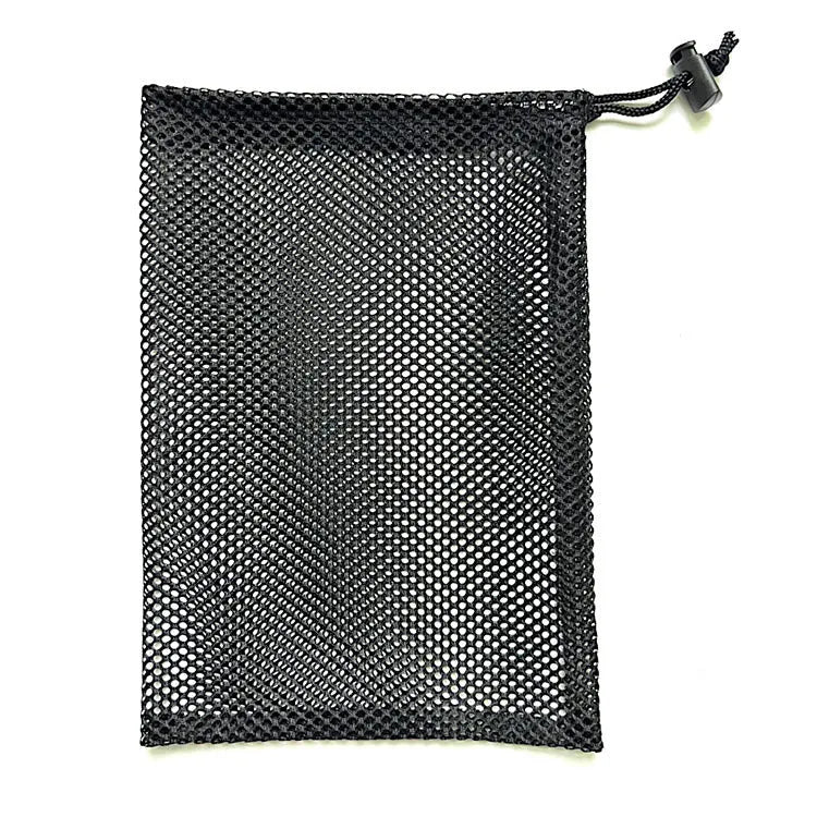 Black mesh drawstring storage bag for children's water ball toys in three different sizes