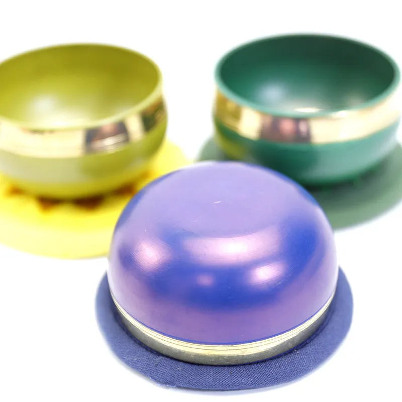 Handmade colourful Himalayan singing bowl meditation instrument measuring 7.8 cm in diameter