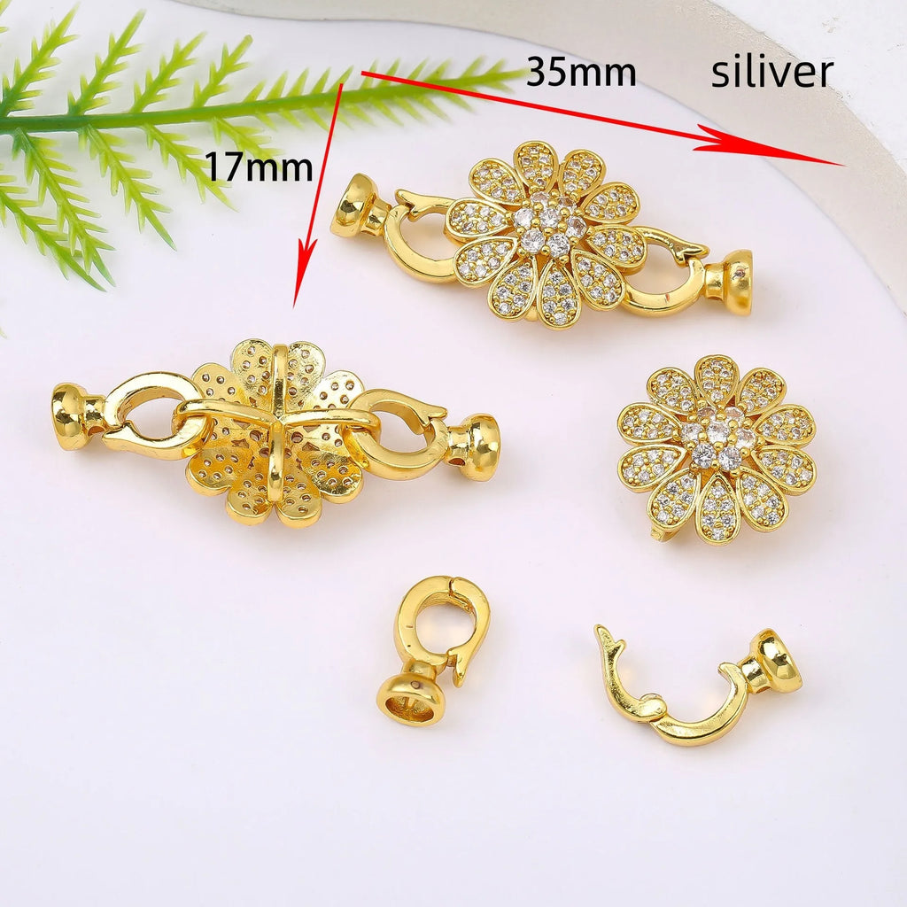 Small gold-plated necklace buckle clasp for DIY jewellery making in gold, rose gold, silver finishes