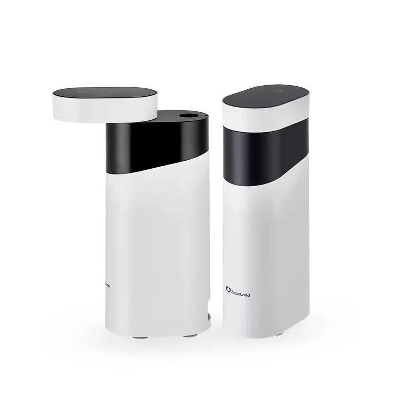 Compact black instant water dispenser with digital temperature display and water tank