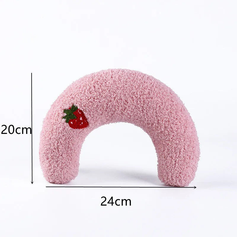 U-shaped cat toy pillow in white polyester with PP cotton filling 24x20x7cm