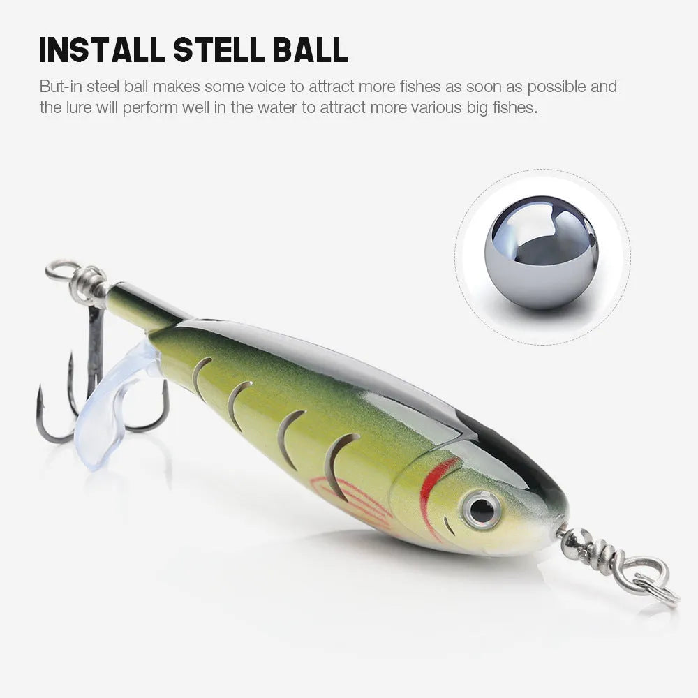 7.5cm long plastic bionic fishing lure on a white background, showing fish-shaped design