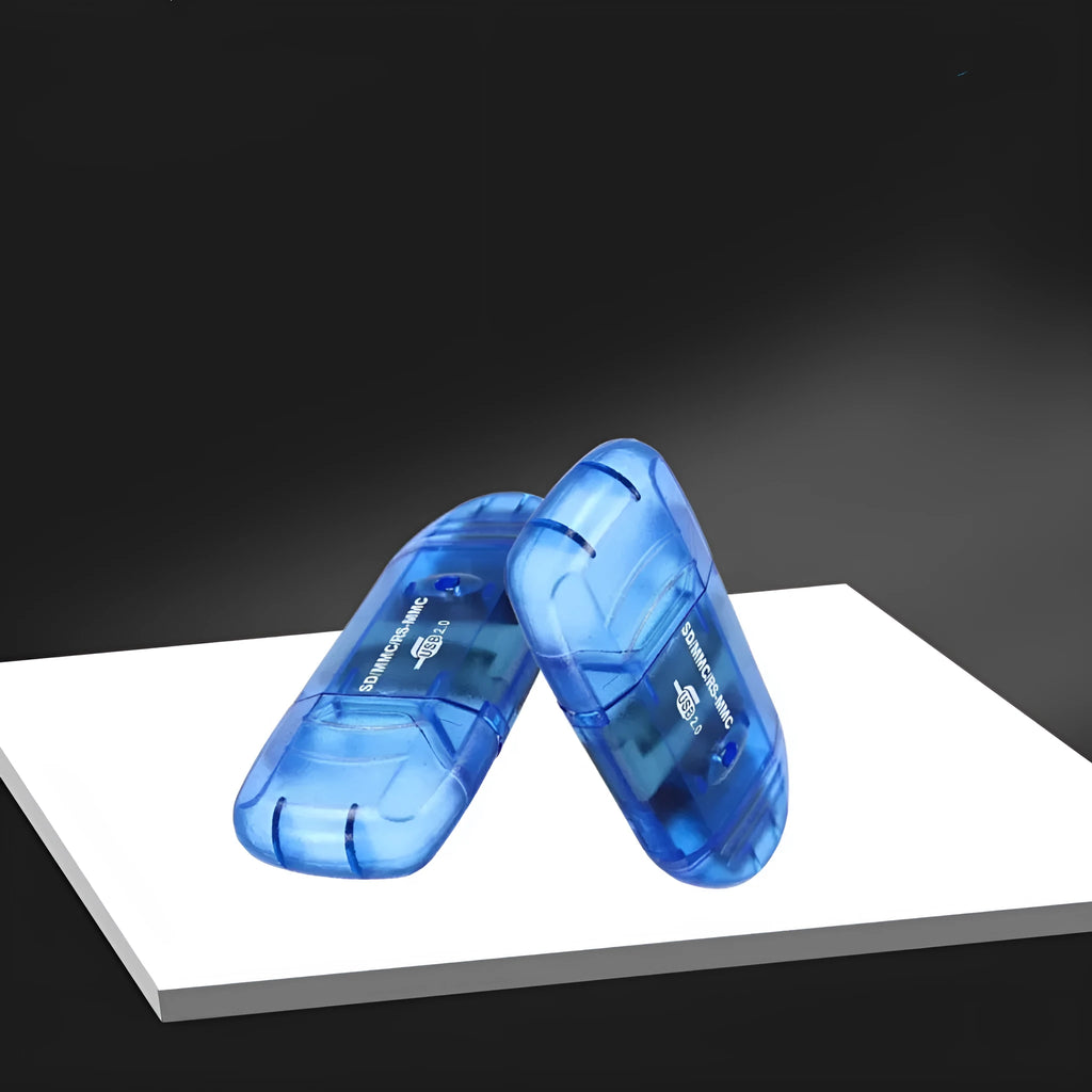 Transparent plastic USB card reader with optional LED lighting for business promotional gifts