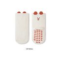 Cartoon fleece-lined children's socks in khaki with mid-calf shaft height