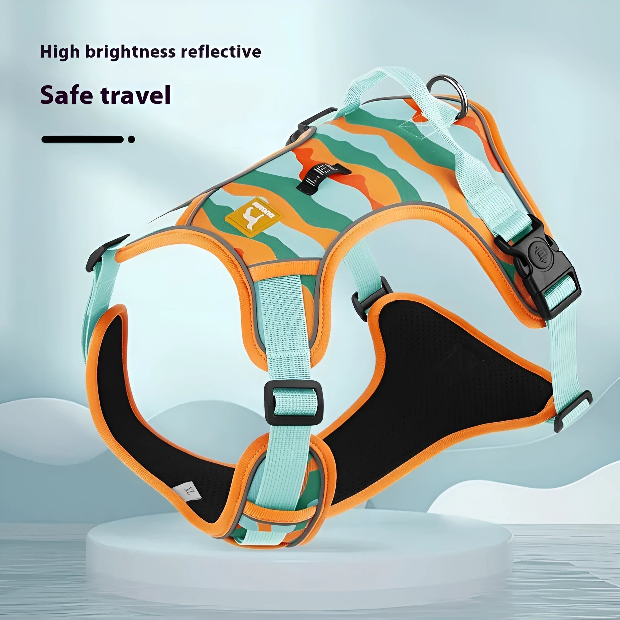 Reflective dog commuter rope with chest and back attachment points in oxford cloth material