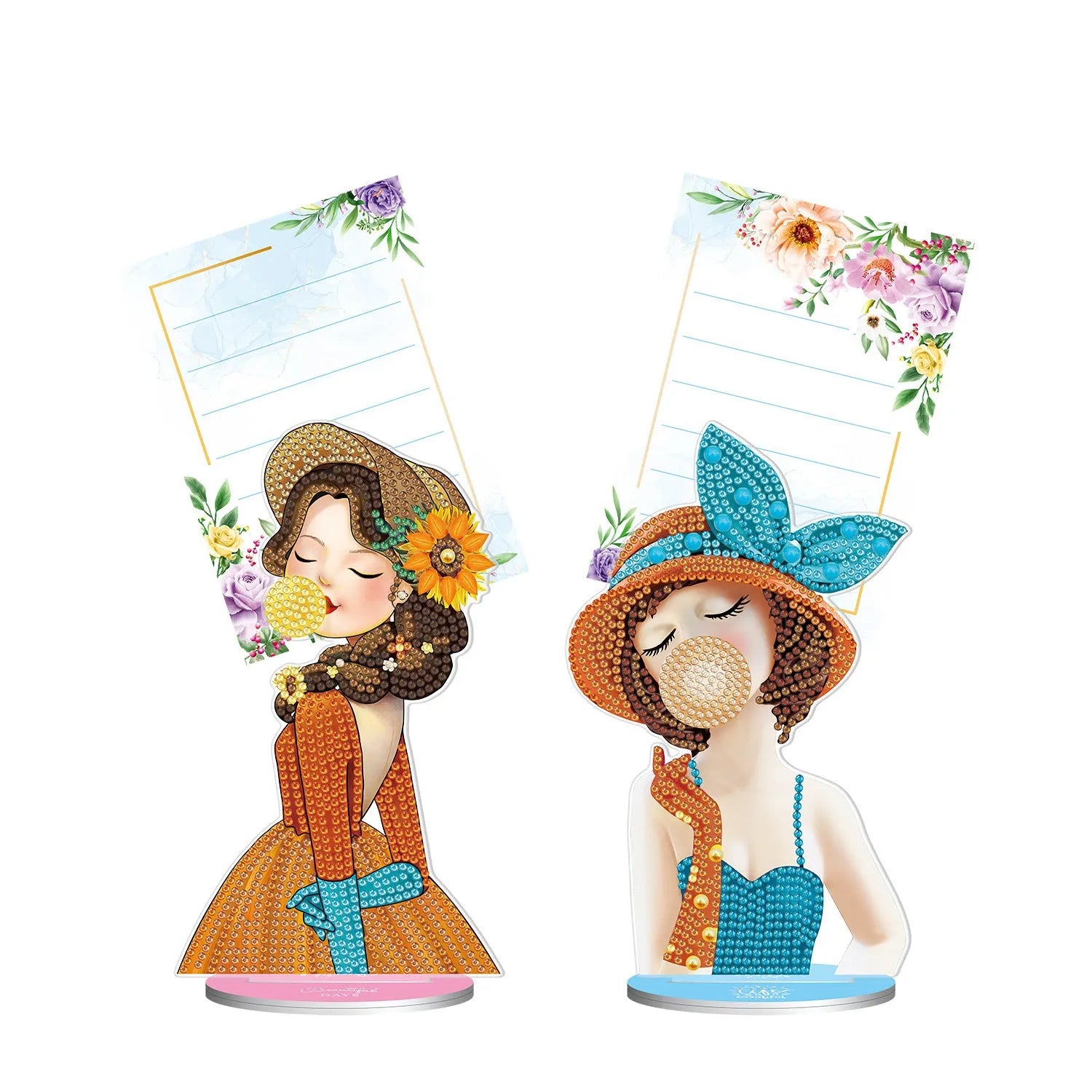 American style handmade diamond painting desktop decoration with note clip, frameless design