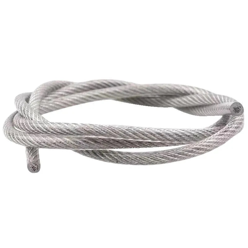 304 stainless steel invisible anti-theft wire rope showing double twist construction and diameter options