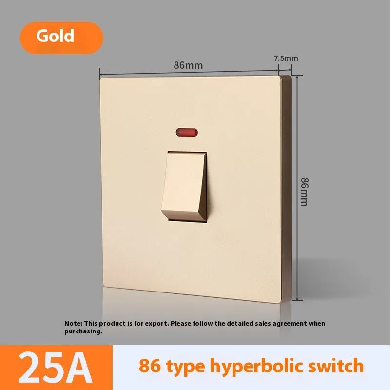 High current water heater switch with light panel in gold, gray, or white finish