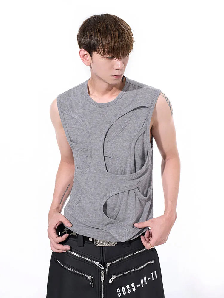 Men's solid colour lyocell summer vest with round neck tank top design