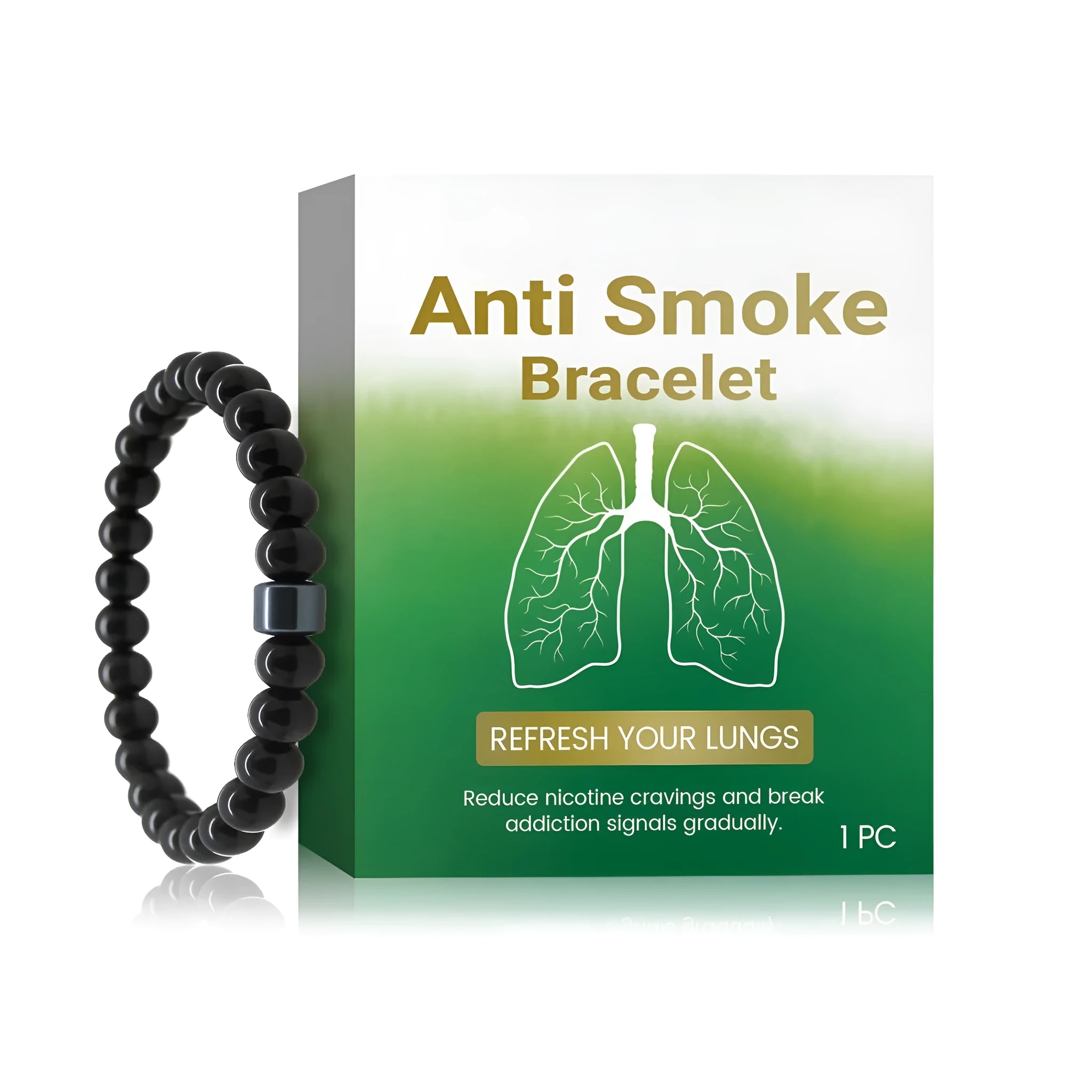 Men's glass bracelet with a central black gallstone, a single-piece accessory for wrist wear.